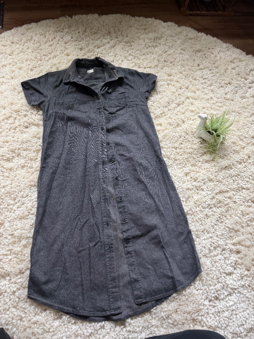 Comfortable charcoal Women's unique Portland button down full size Charcoal Butt